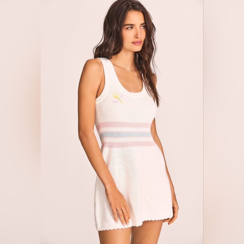 Loveshackfancy ๐ Indiana Knit Sleeveless Dress with Pink Blue Pastel Stripes XS - Picture 5 of 14